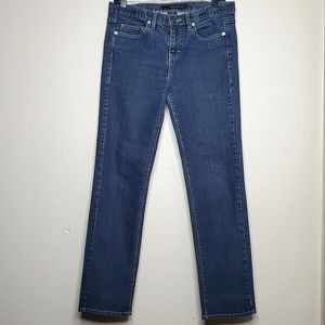 EUC Calvin Klein Dark Blue Denim Long Skinny Jeans (Size: 8)